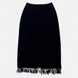 Vintage Ronni Nicole by Ouida Black Maxi Skirt with Fringe Goth Grunge Holiday